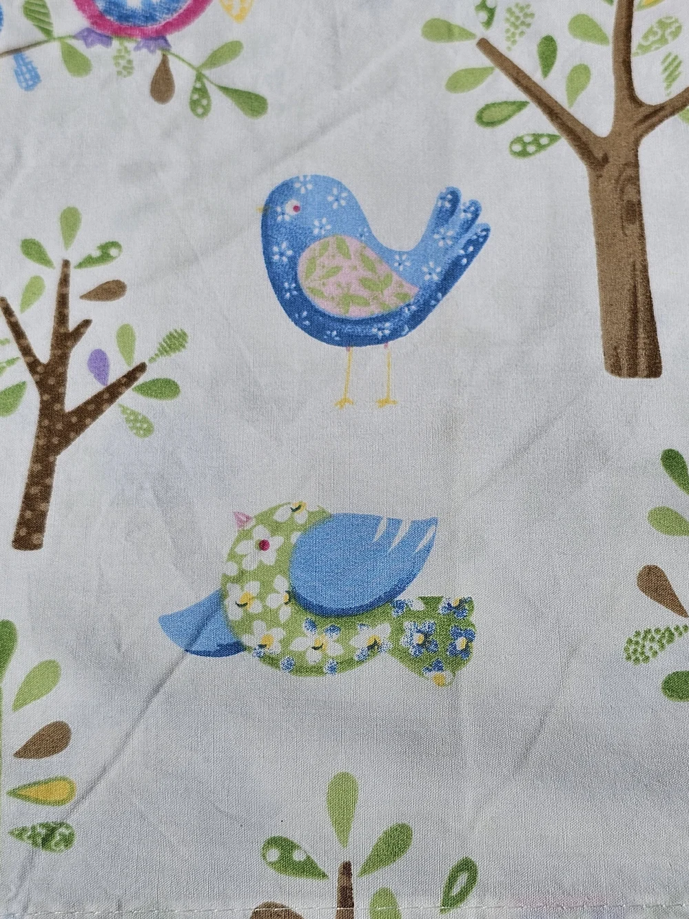 Pottery Barn Kids Toddler Flat & Fitted Cotton Sheet with Pastel Birds & Owls